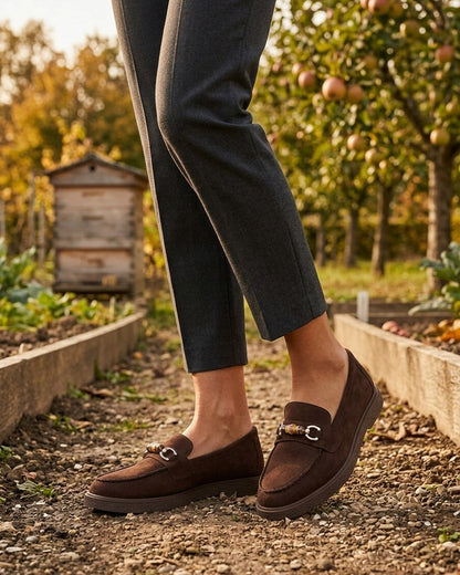 Mocassins suédine à perles - Marron