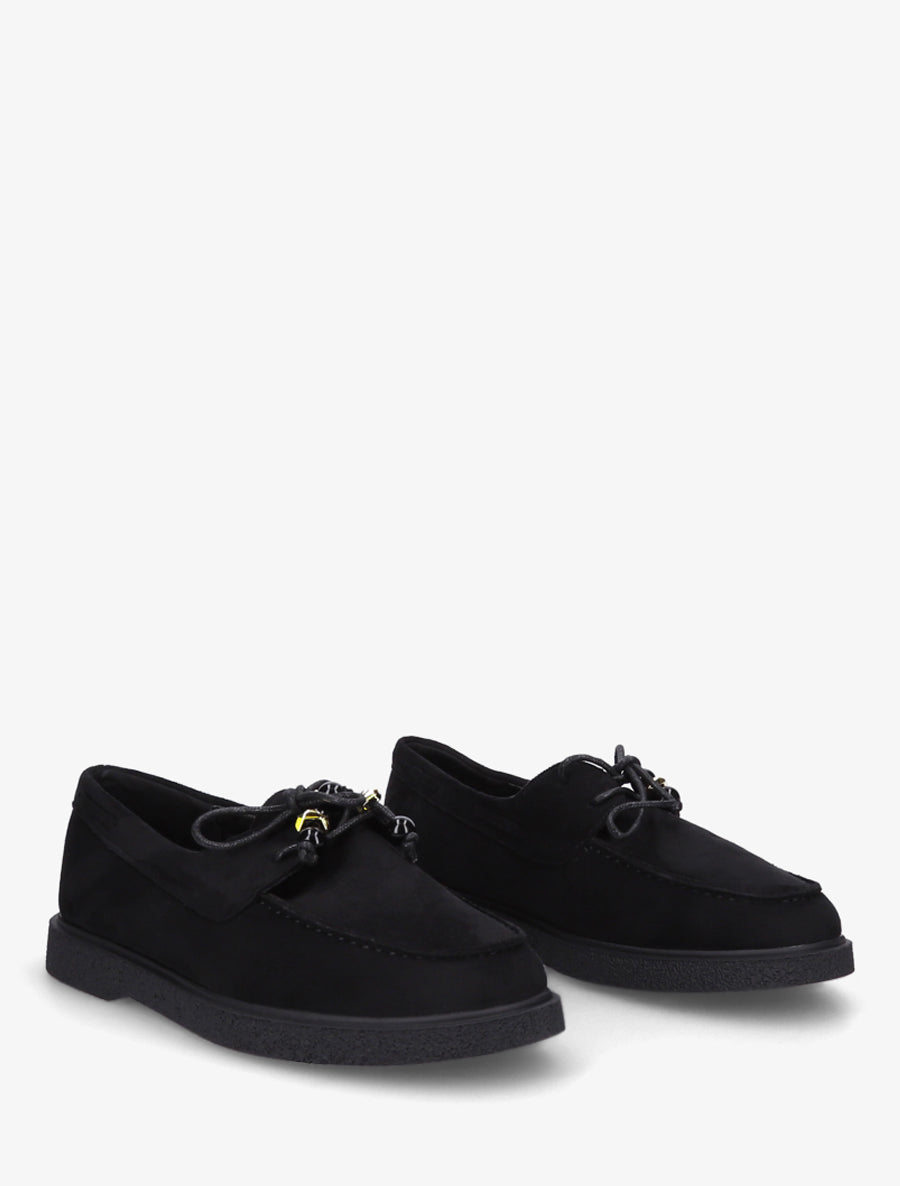 Mocassins en suédine style derbies - Noir - 4