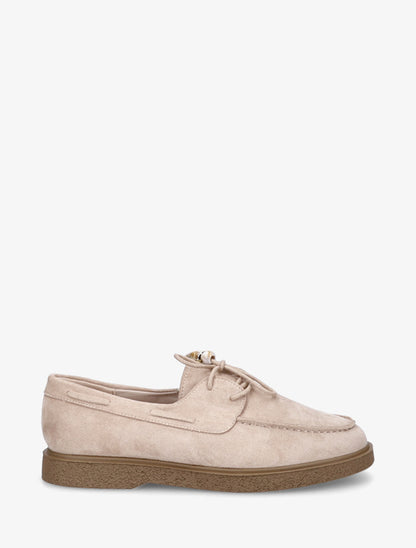 Mocassins en suédine style derbies - Beige - 1