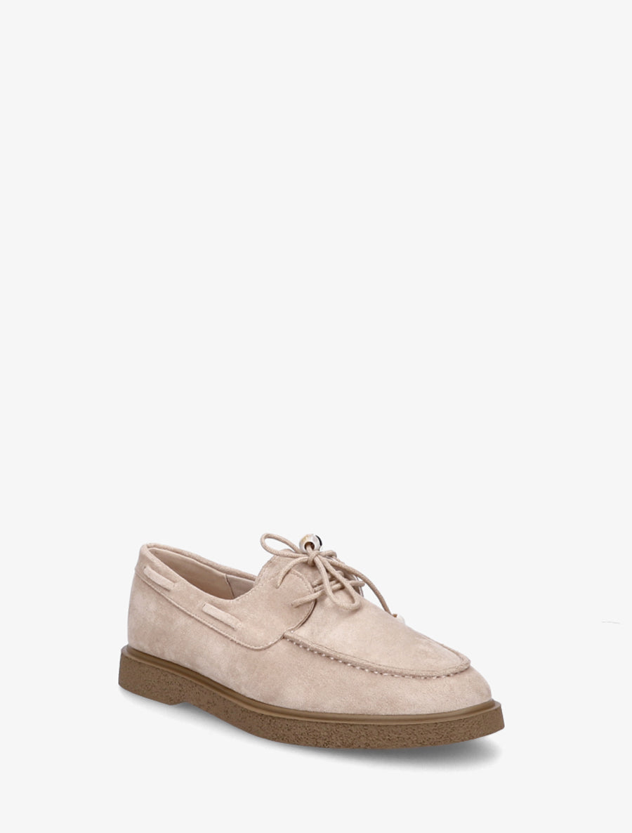 Mocassins en suédine style derbies - Beige - 2