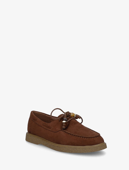 Mocassins en suédine style derbies - Camel - 2