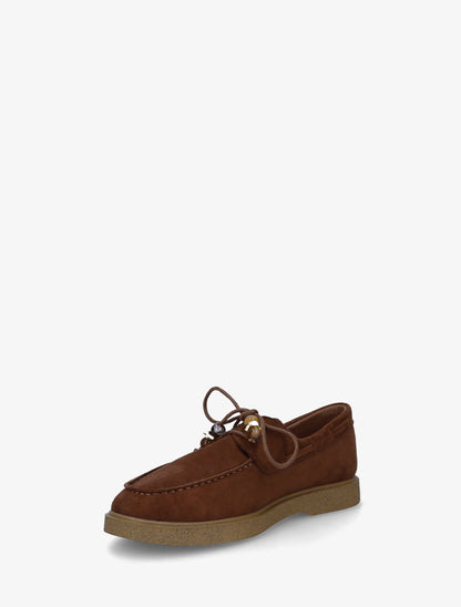 Mocassins en suédine style derbies - Camel - 3