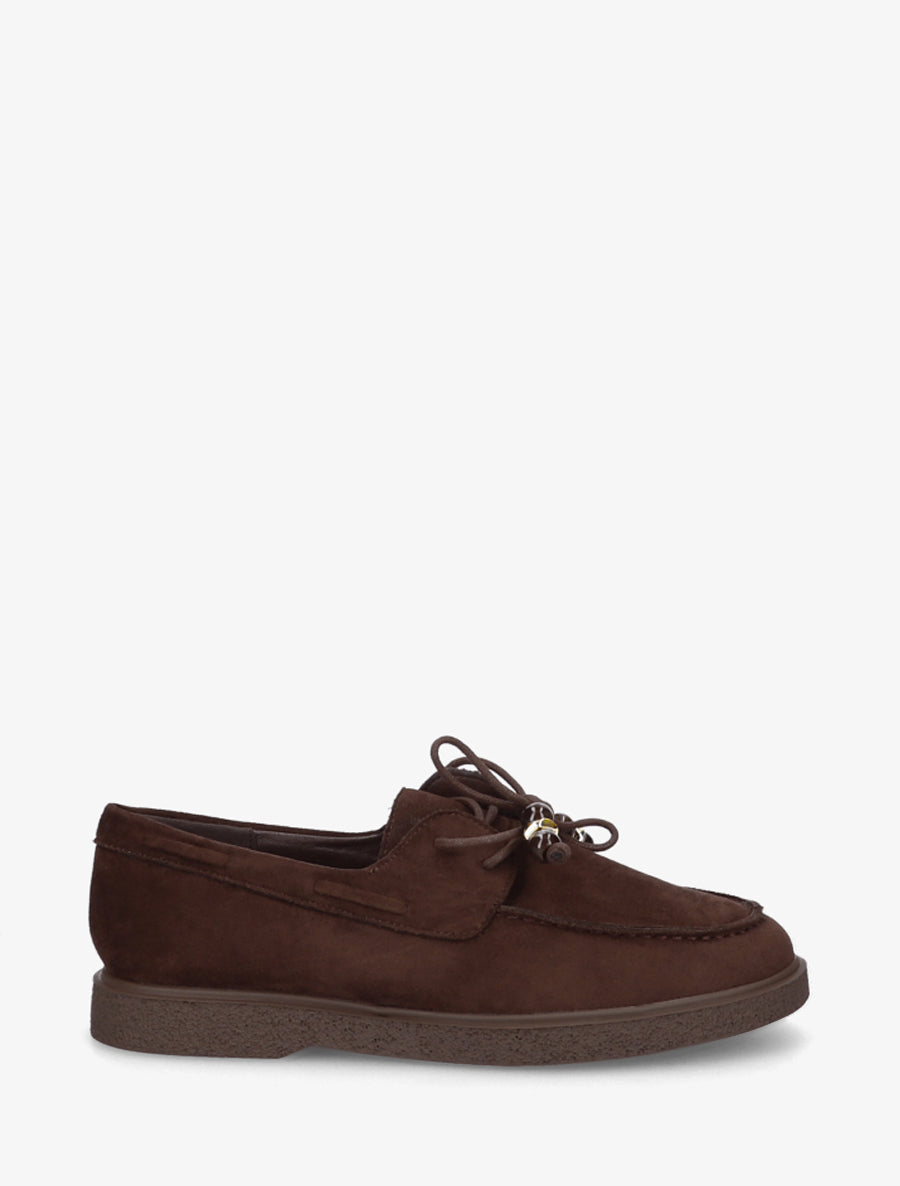 Mocassins en suédine style derbies - Marron - 1