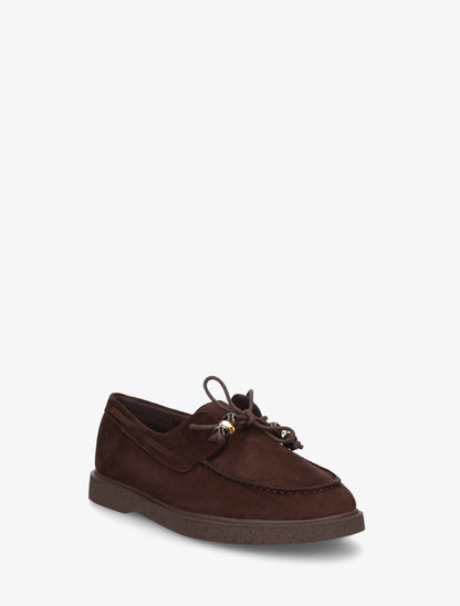 Mocassins en suédine style derbies - Marron - 2