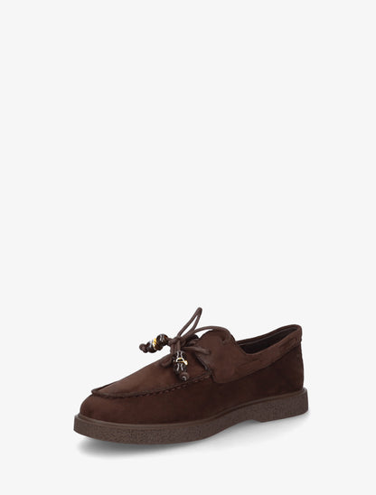Mocassins en suédine style derbies - Marron - 3