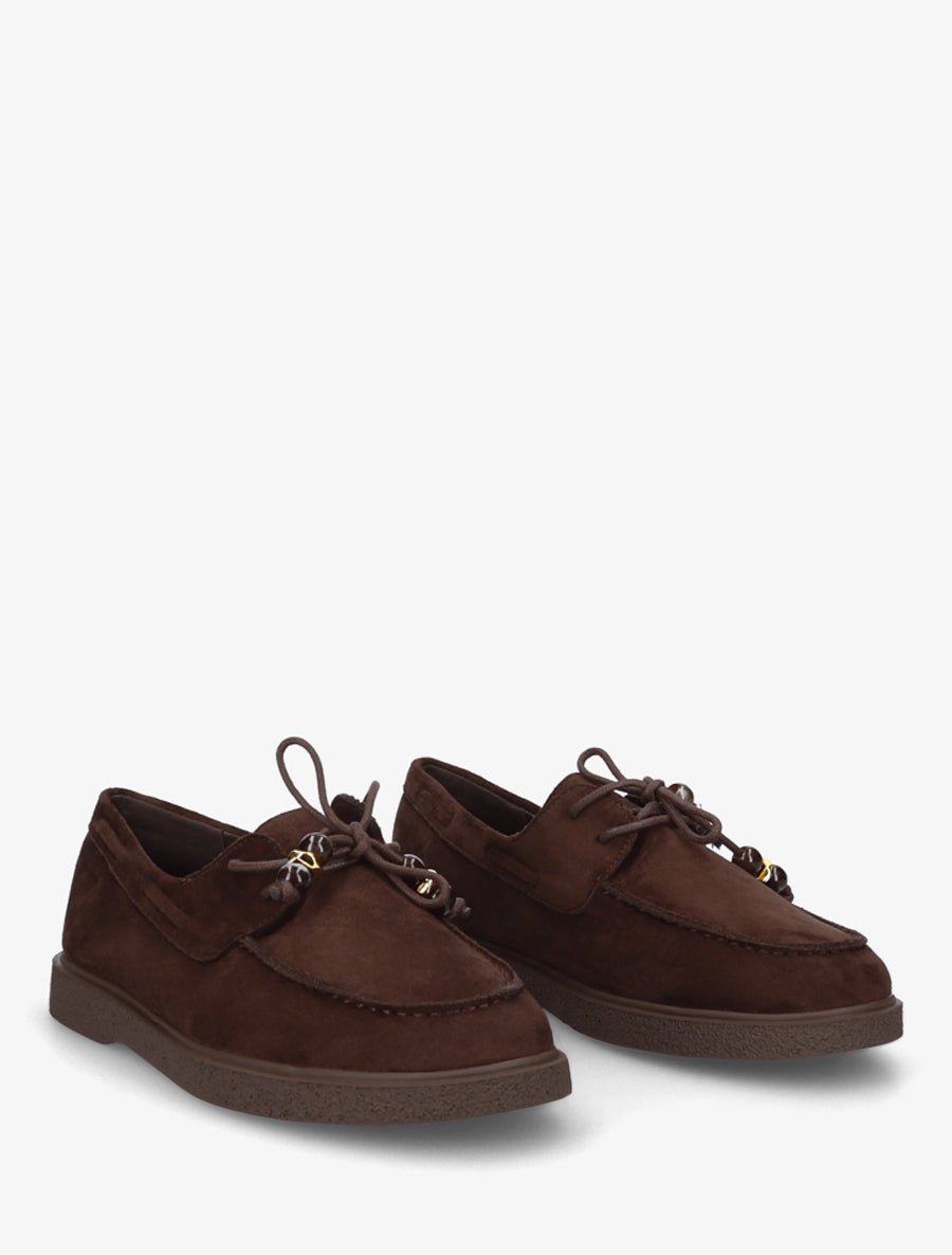 Mocassins en suédine style derbies - Marron - 4