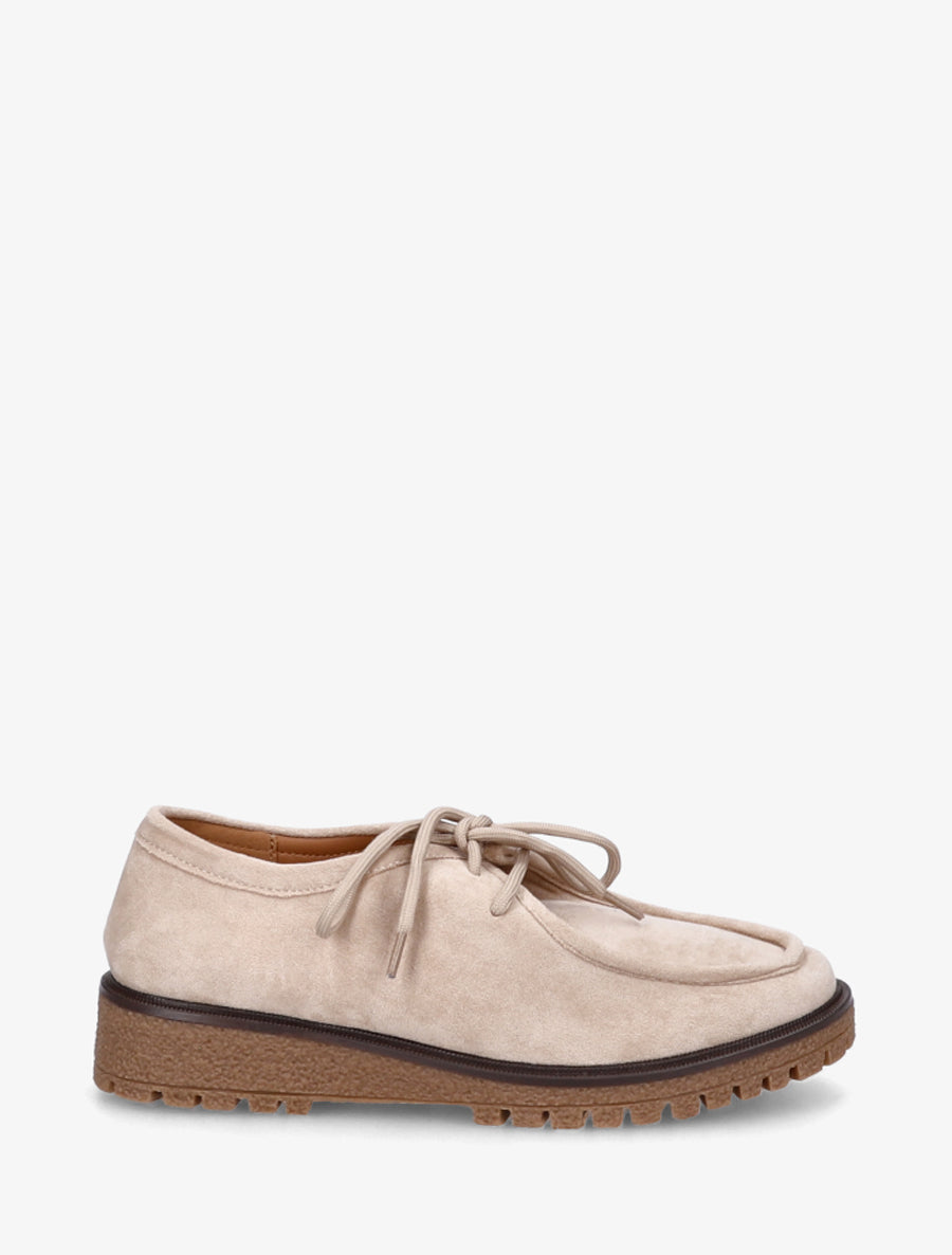 Derbies richelieu en suédine à semelle crantée - Beige - 1