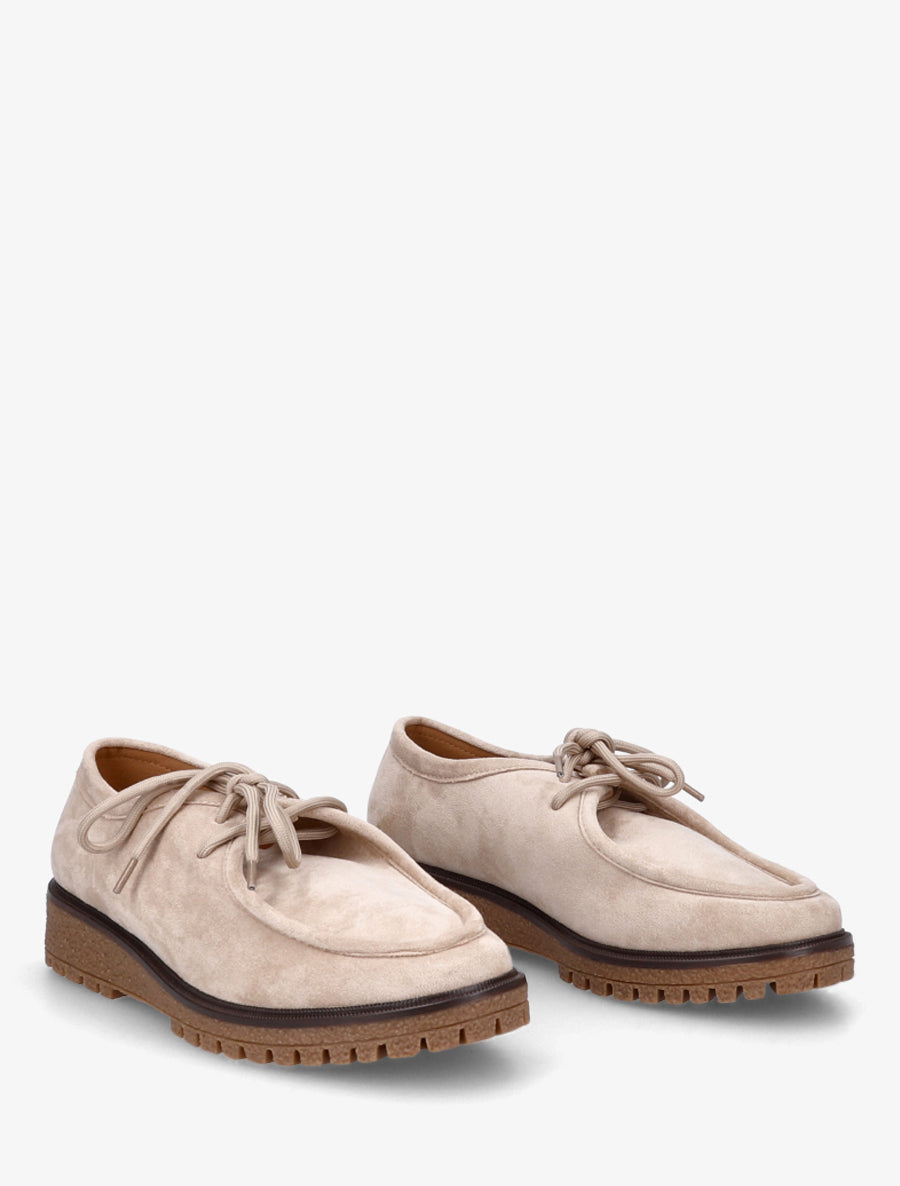 Derbies richelieu en suédine à semelle crantée - Beige - 4