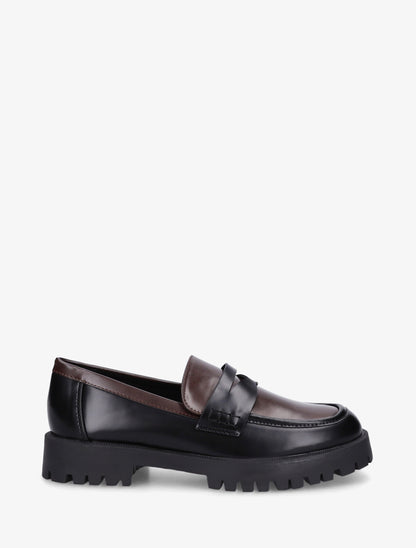 Mocassins simili bicolore à semelle crantée - Noir/marron - 1