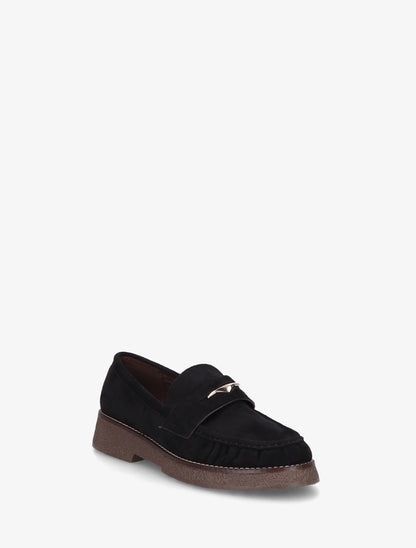 Mocassins suédine froncés à boucle métallique - Noir - 2