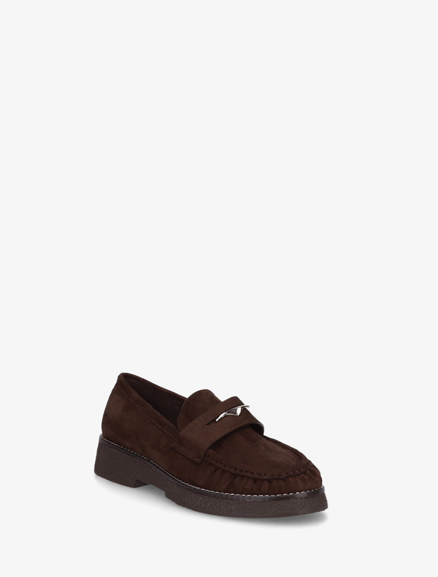 Mocassins suédine froncés à boucle métallique - Marron - 2