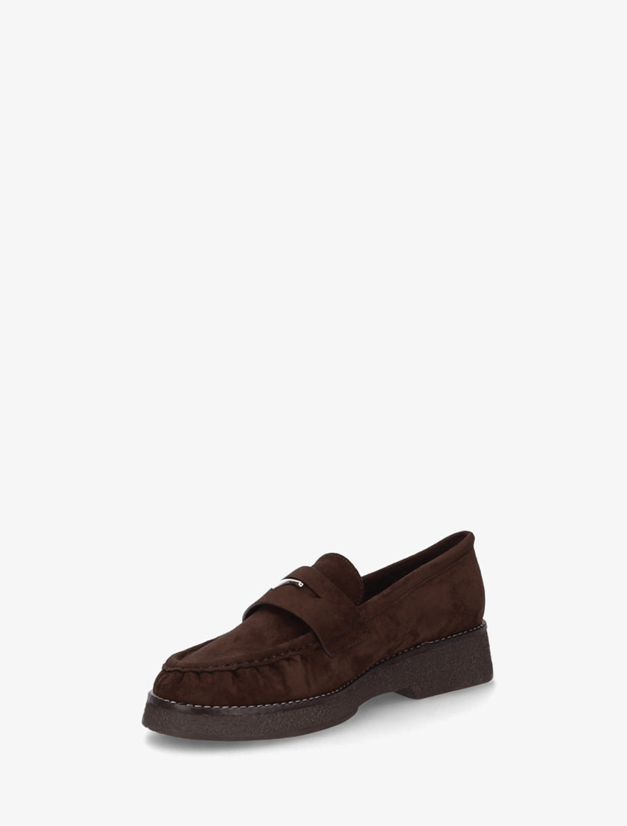 Mocassins suédine froncés à boucle métallique - Marron - 3