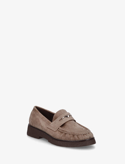 Mocassins suédine froncés à boucle métallique - Taupe - 2