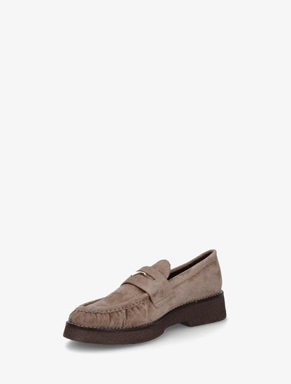 Mocassins suédine froncés à boucle métallique - Taupe - 3