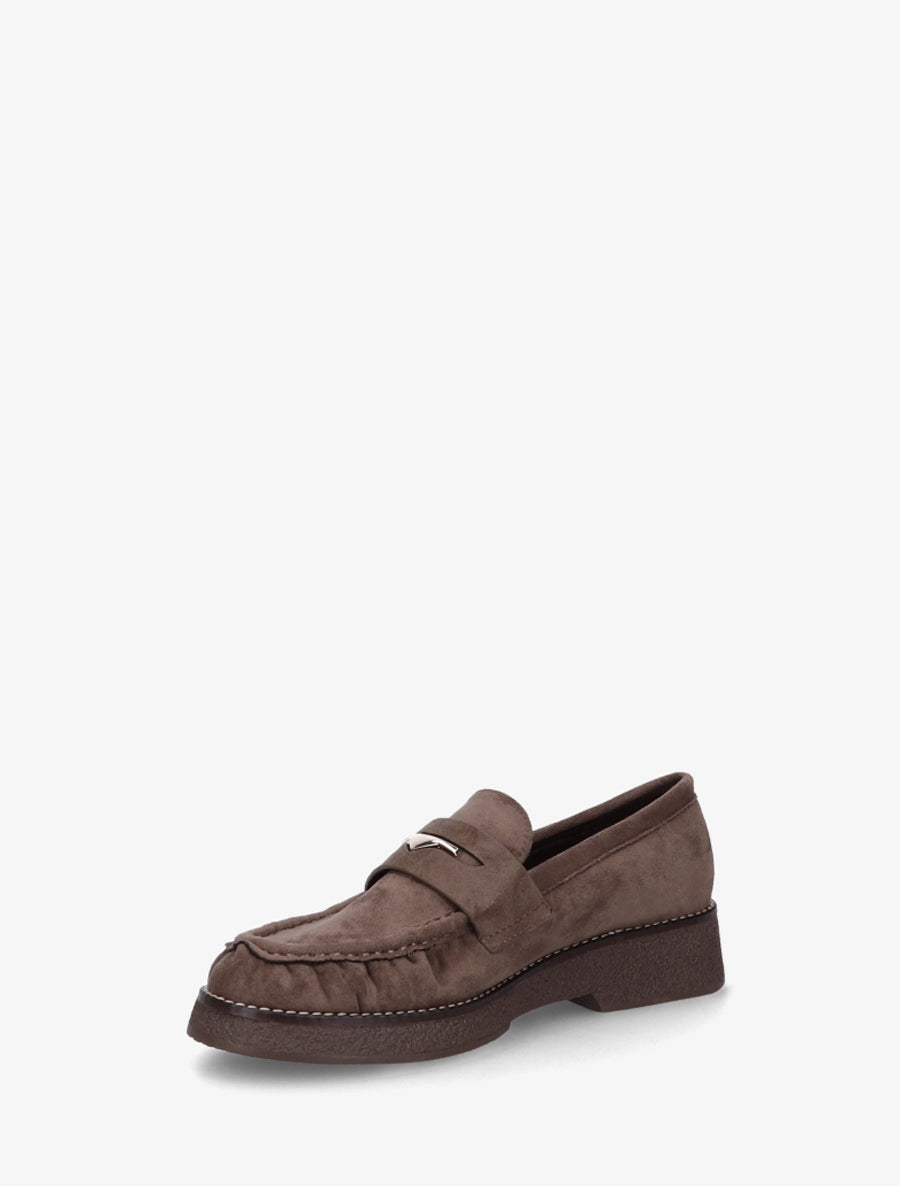 Mocassins suédine froncés à boucle métallique - Taupe foncé - 3