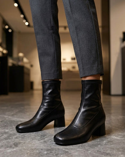 Bottines simili style chaussette - Noir