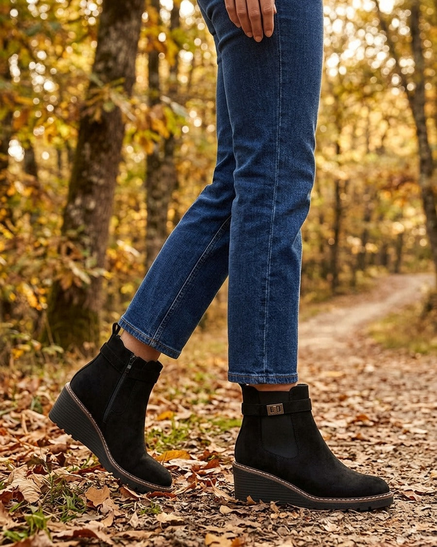 Bottines compensées suédine - Noir
