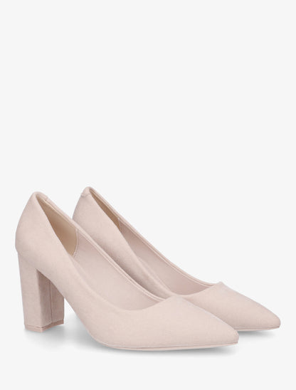 Escarpins en suédine à talon haut - Beige - 4
