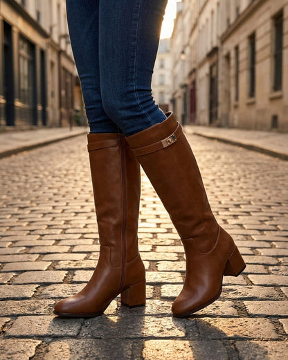 Bottes en simili à talon - Camel