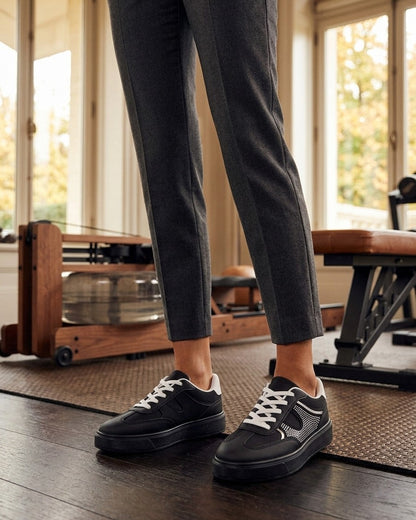 Sneakers à strass et tissu nacré - Noir