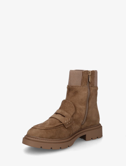 Bottines en suédine style mocassin - Taupe - 3