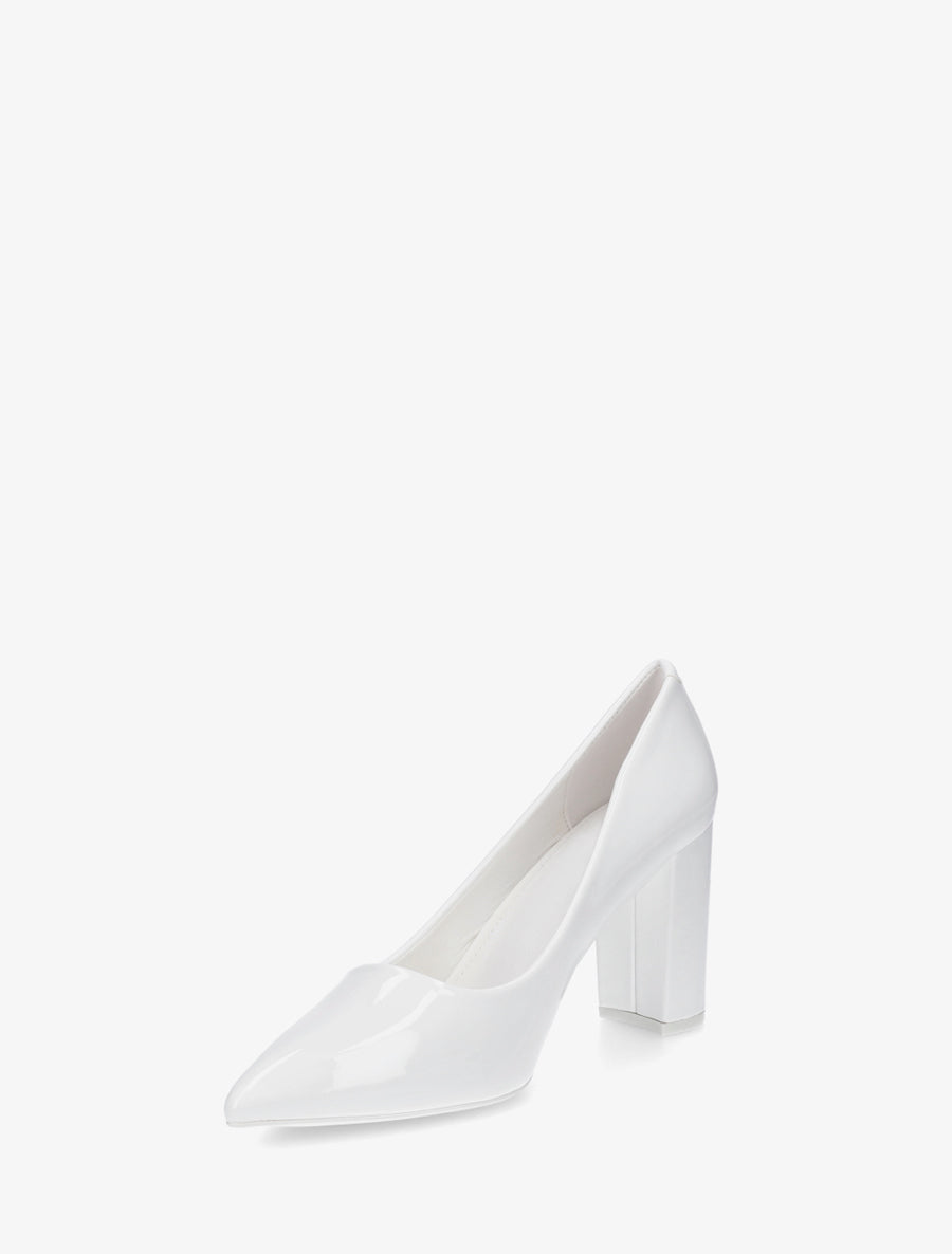 Escarpins vernis en simili à talon haut - Blanc - 3