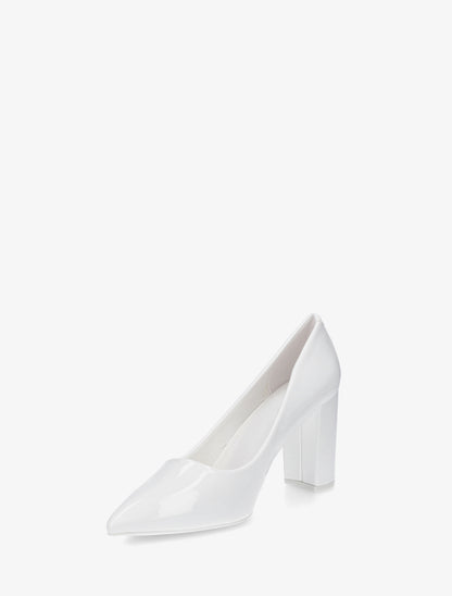 Escarpins vernis en simili à talon haut - Blanc - 3