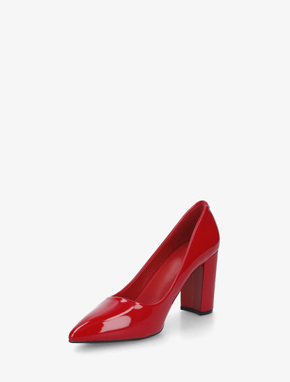 Escarpins vernis en simili à talon haut - Rouge - 3