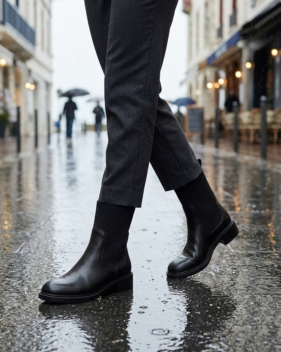 Bottines style chaussettes - Noir