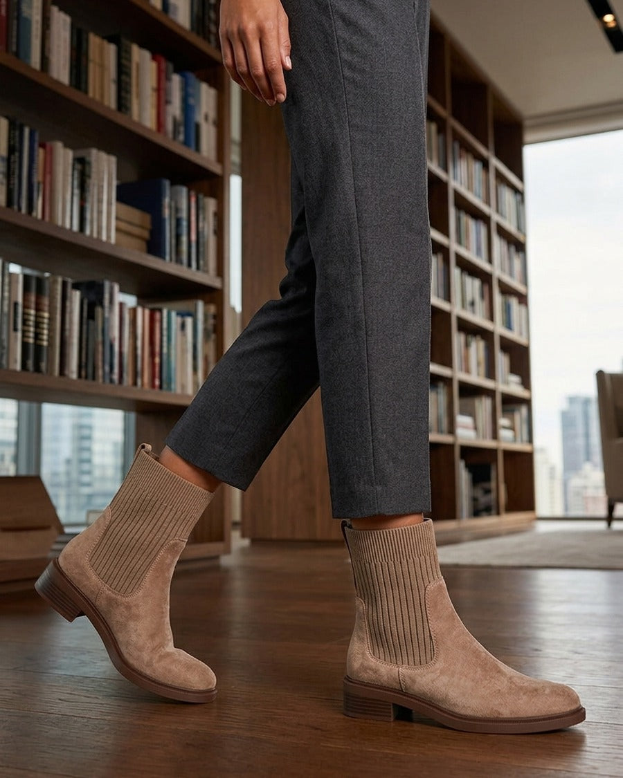 Bottines style chaussettes - Taupe