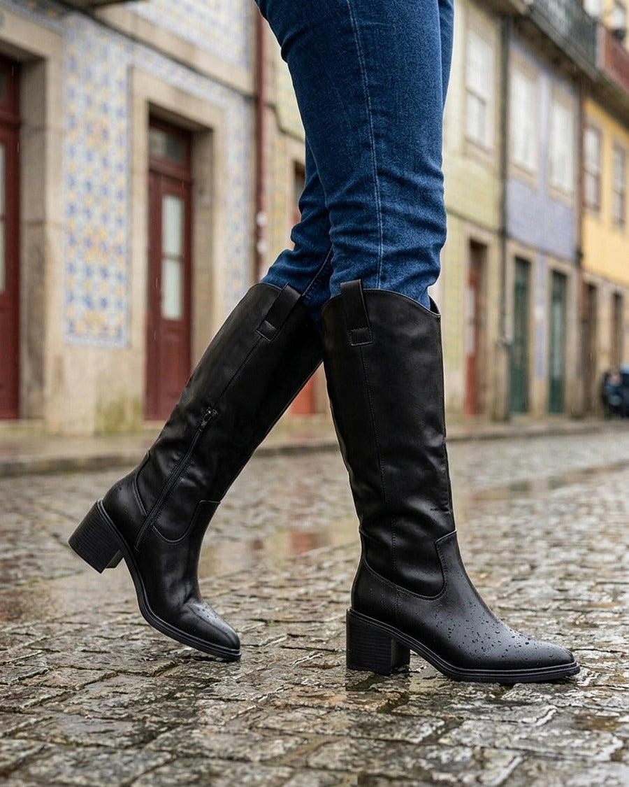 Bottes en simili à bouts pointus - Noir