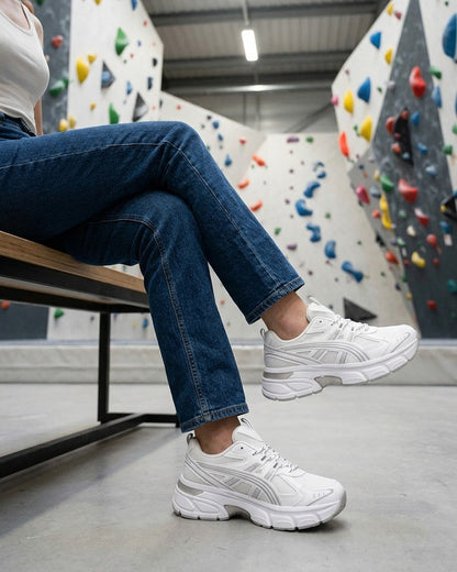 Baskets en toile à empiècements en simili - Blanc