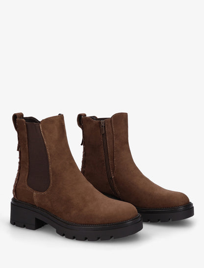 Bottines suédine contrefort tacheté - Marron - 4