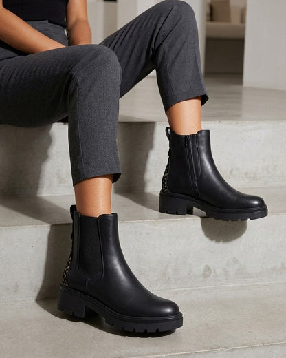 Bottines simili contrefort tacheté - Noir