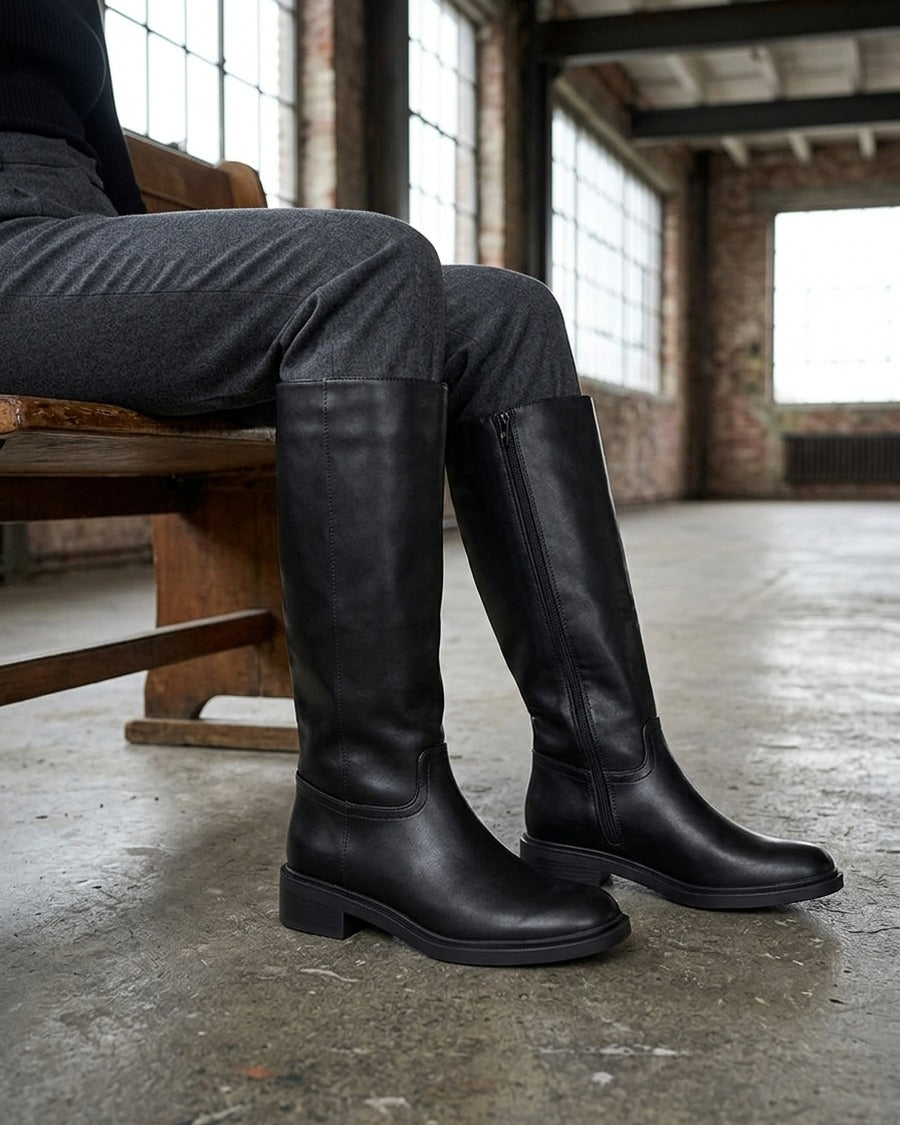 Bottes surpiqûres apparentes en simili - Noir