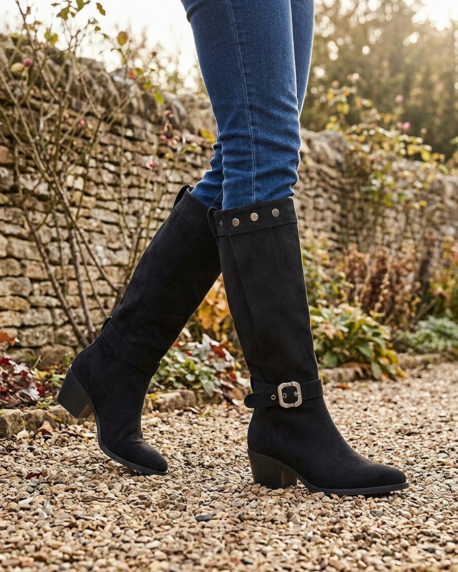 Bottes ajustables en suédine - Noir