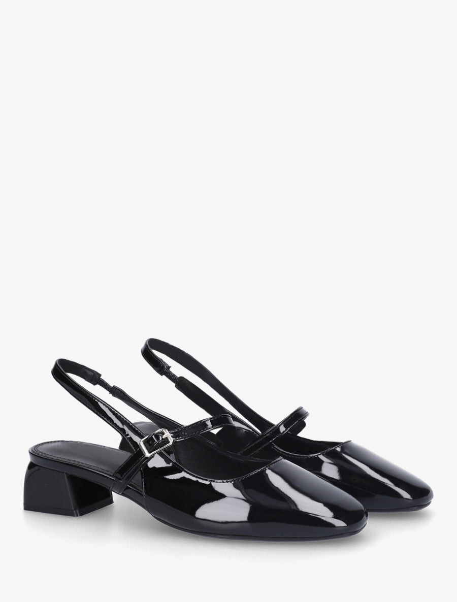 Babies vernies à à talon ouvert - Noir - 4