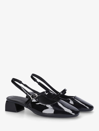 Babies vernies à à talon ouvert - Noir - 4