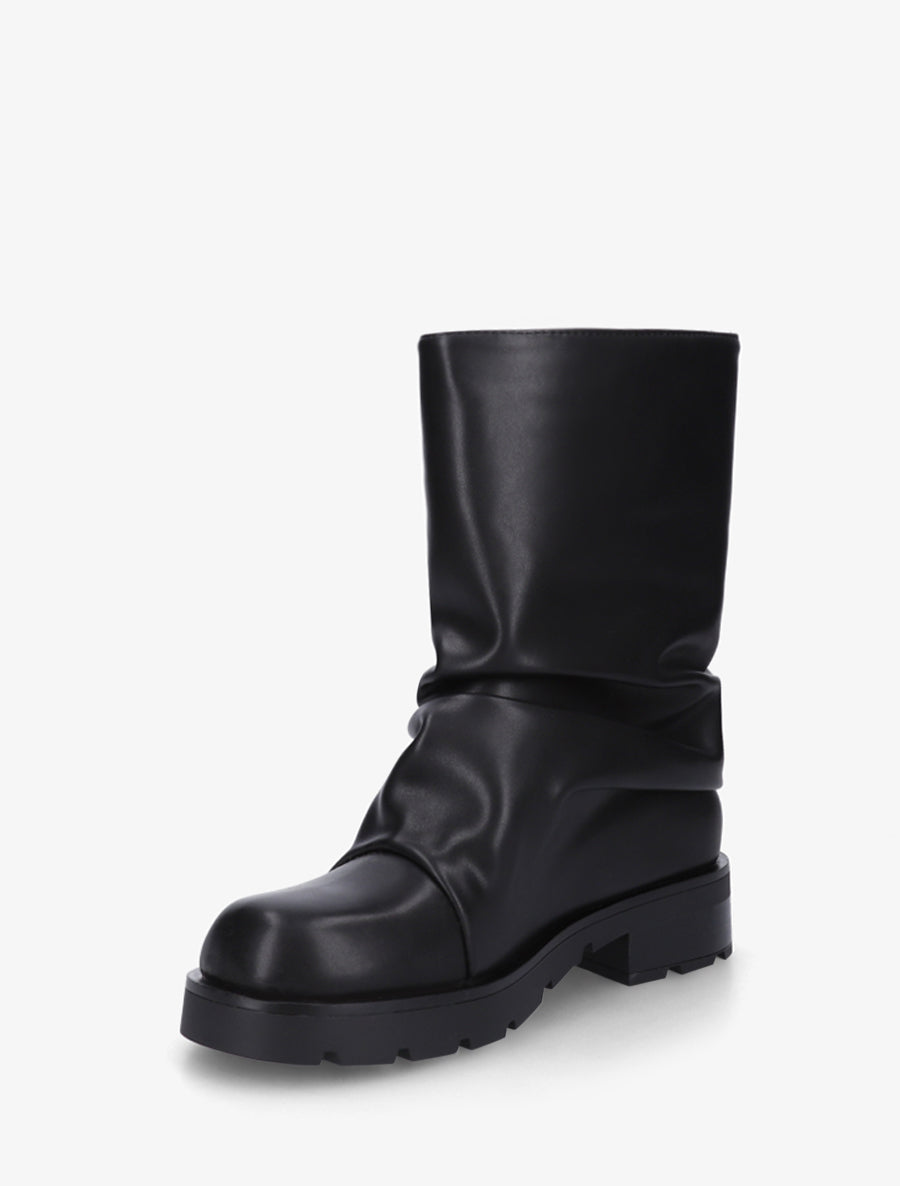 Bottines en simili effet froncé à empiècement métallique - Noir - 3