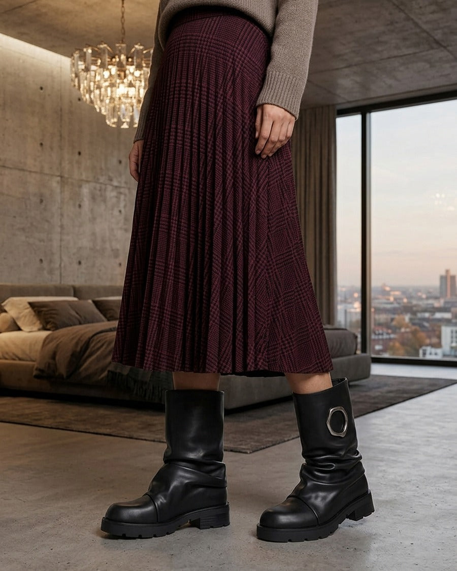 Bottines en simili effet froncé à empiècement métallique - Noir
