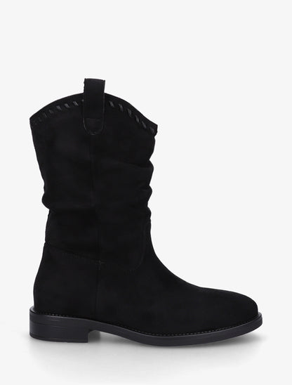 Bottines plissées en suédine - Noir - 1