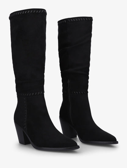 Bottes en suédine et bouts pointus - Noir - 4