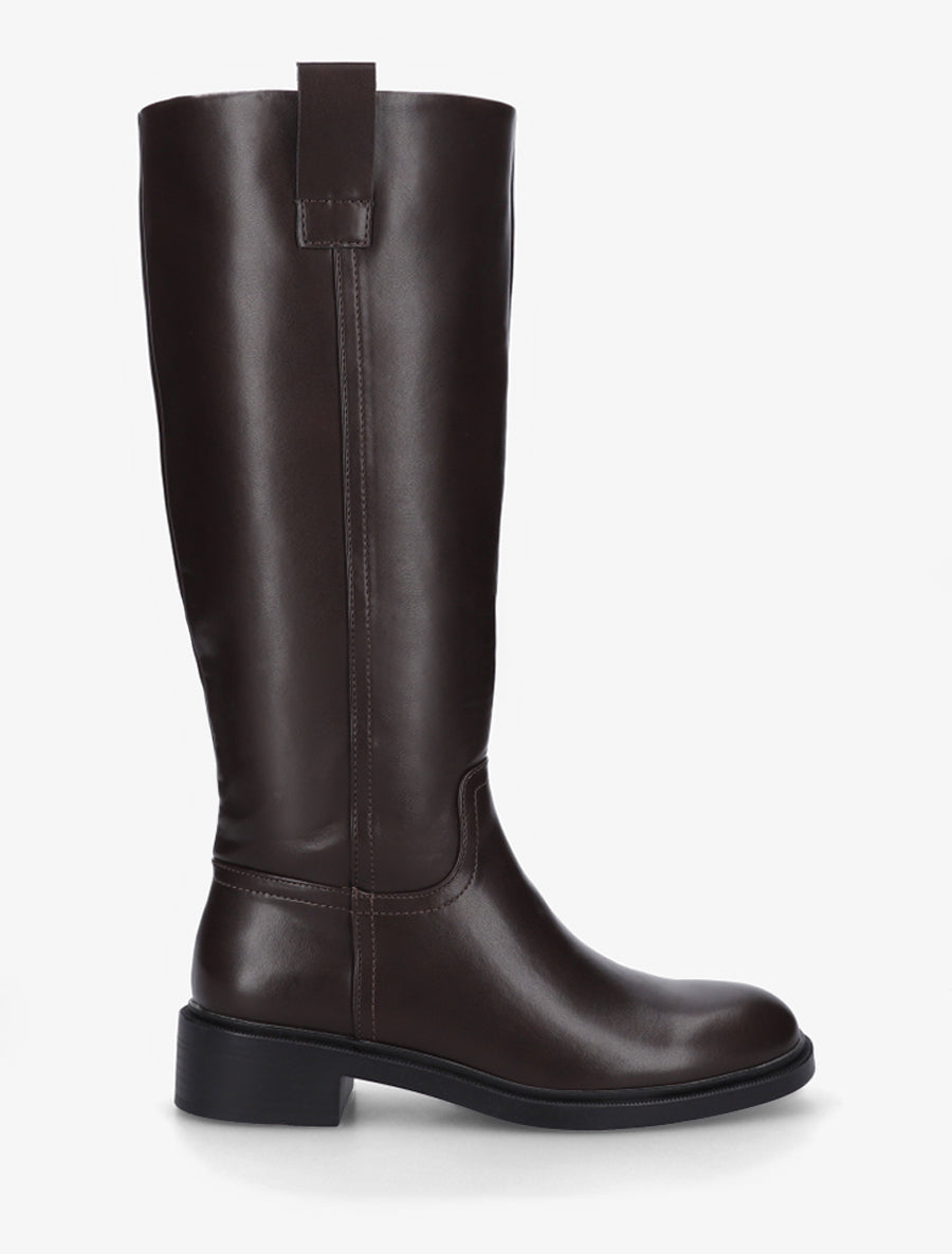 Bottes cavalières en simili - Marron - 1