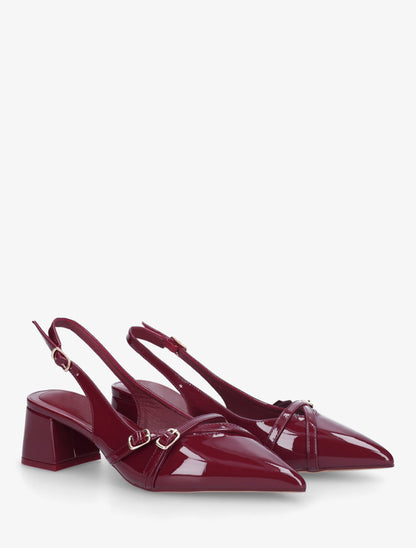 Escarpins vernis à brides décoratives - Bordeaux - 4
