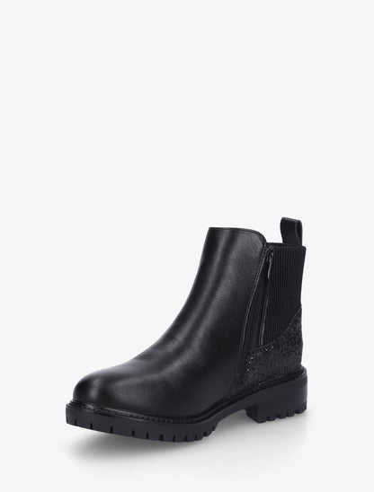 Bottines élastiquées à contrefort pailleté et zip - Noir - 3