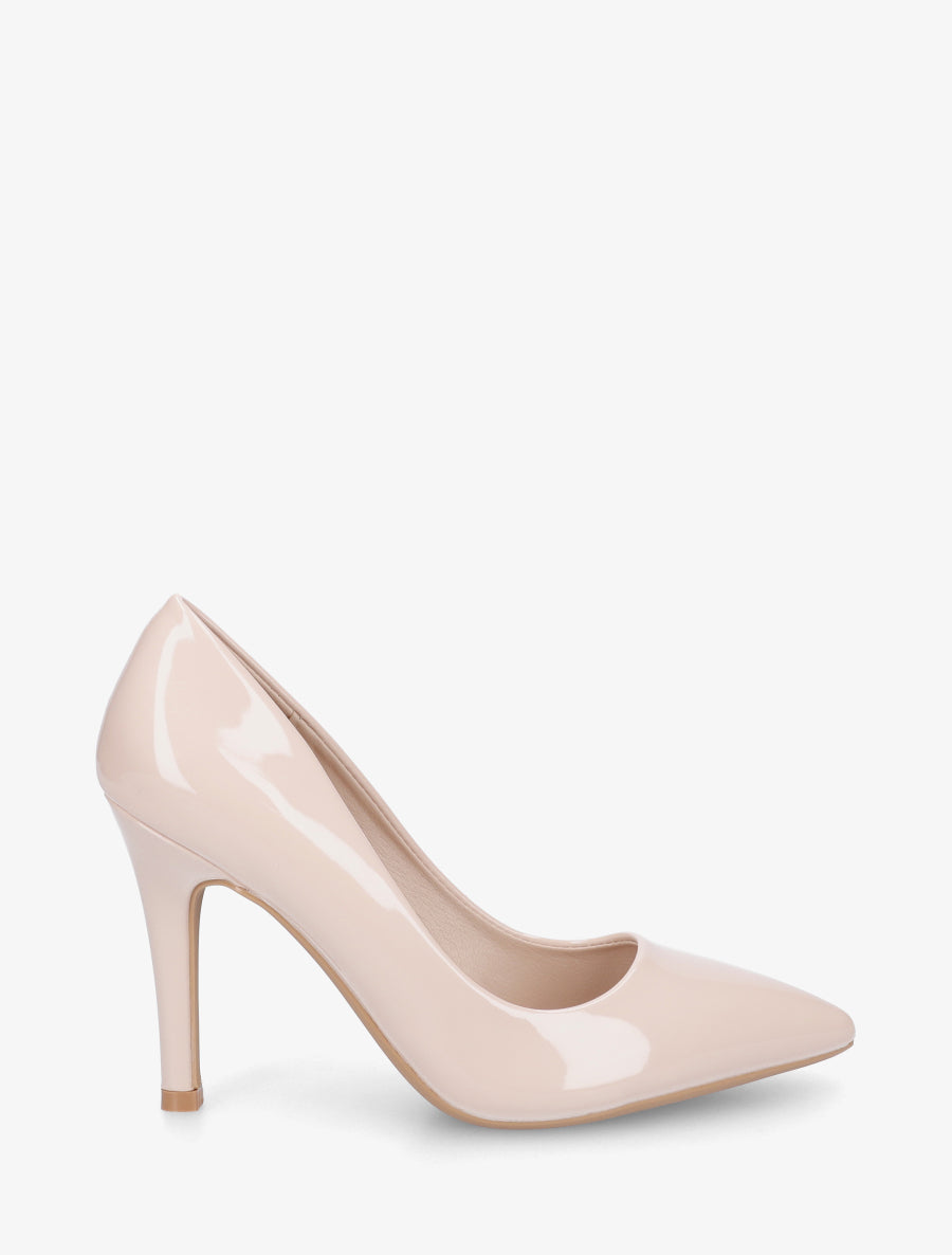 Escarpins vernis à talon aiguille - Beige - 1