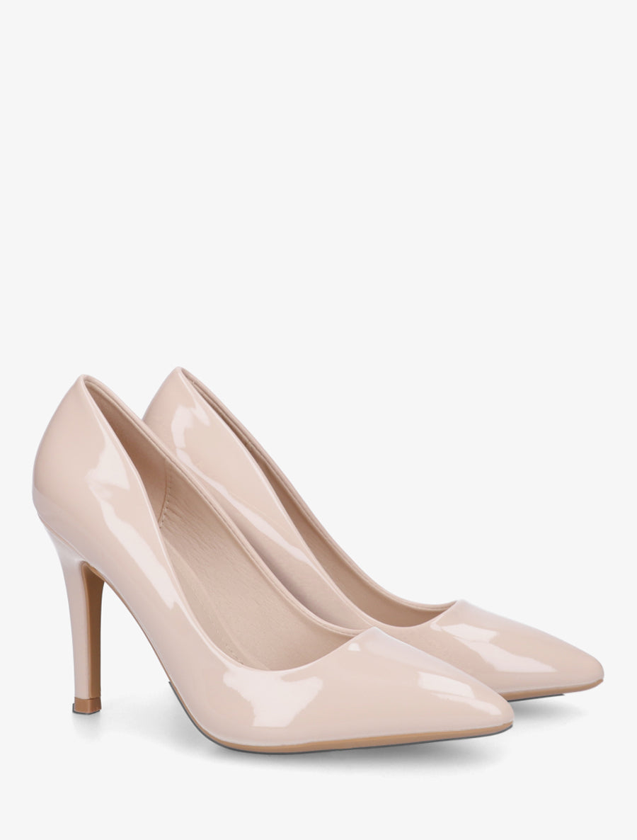 Escarpins vernis à talon aiguille - Beige - 4