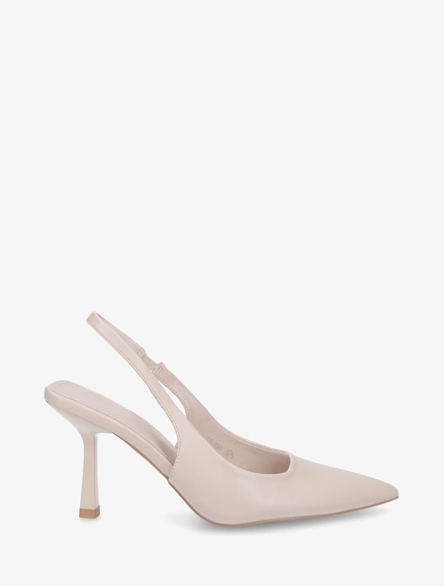 Escarpins pointus à talon ouvert - Beige - 1