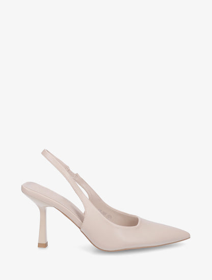 Escarpins pointus à talon ouvert - Beige - 1