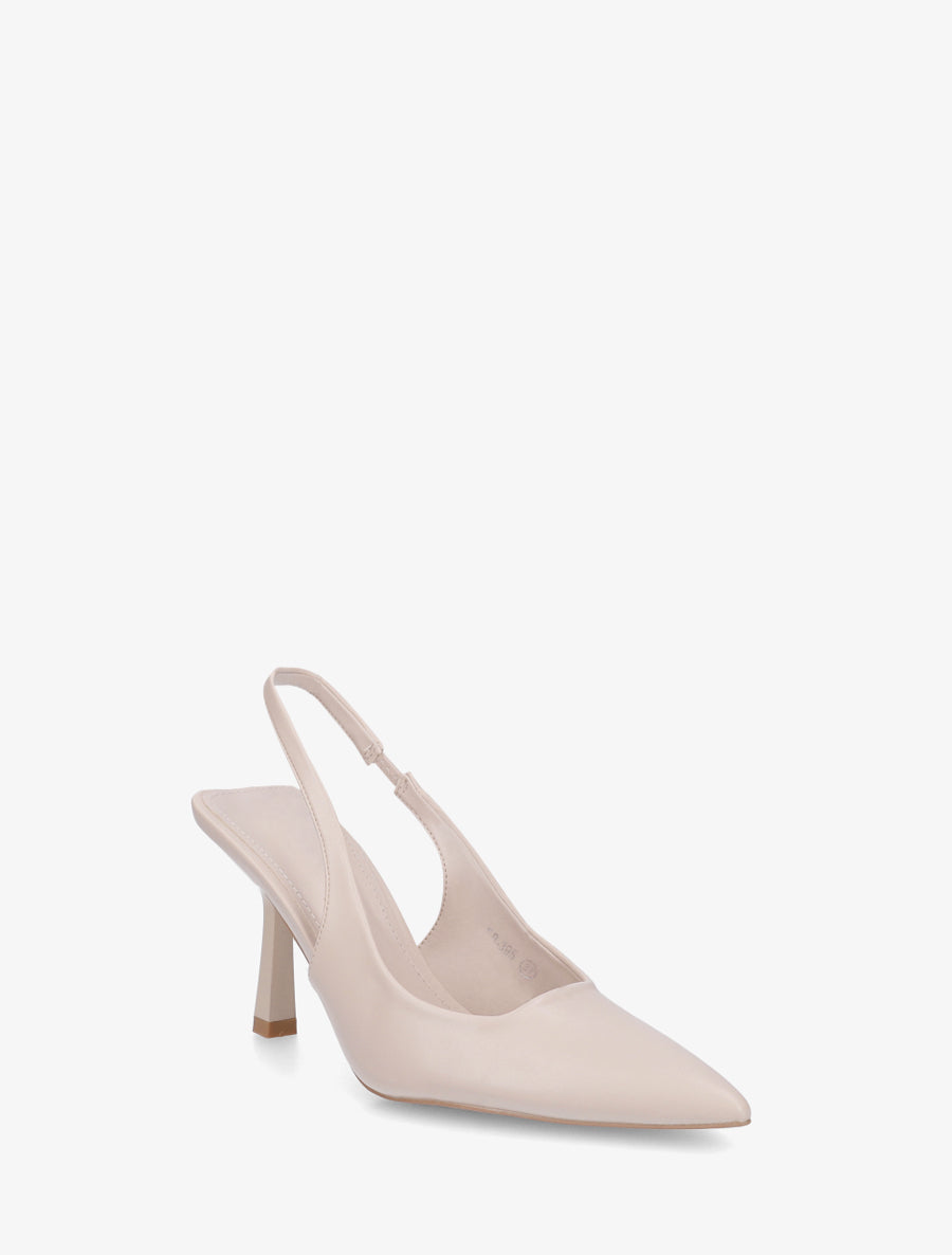 Escarpins pointus à talon ouvert - Beige - 2